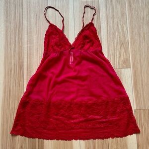 Gilligan & O’Malley Red Lace/Mesh Slip Dress Size Small